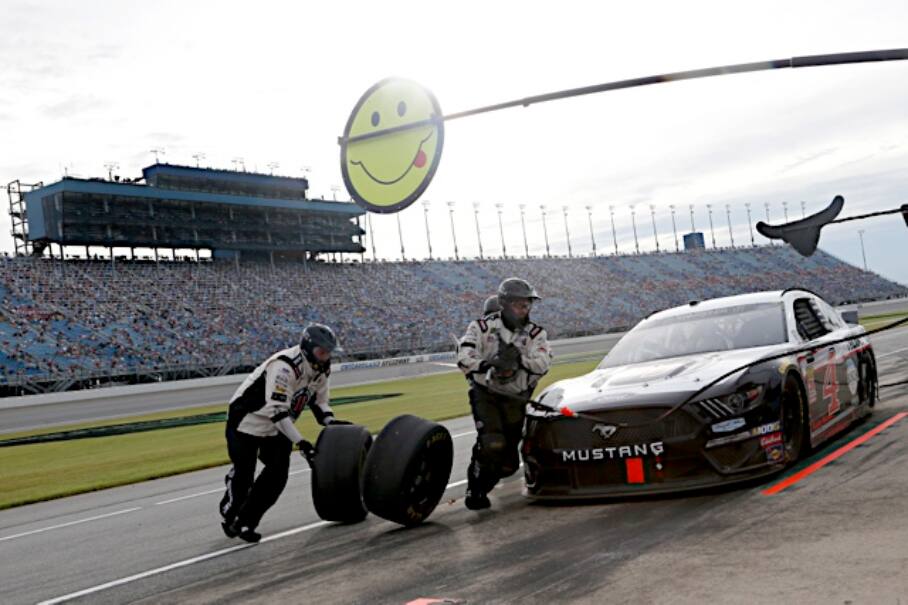 Stewart-Haas Racing's Kevin Harvick was dominant early in the rain-delayed race. Stewart-Haas Racing's Kevin Harvick was dominant early in the rain-delayed race.